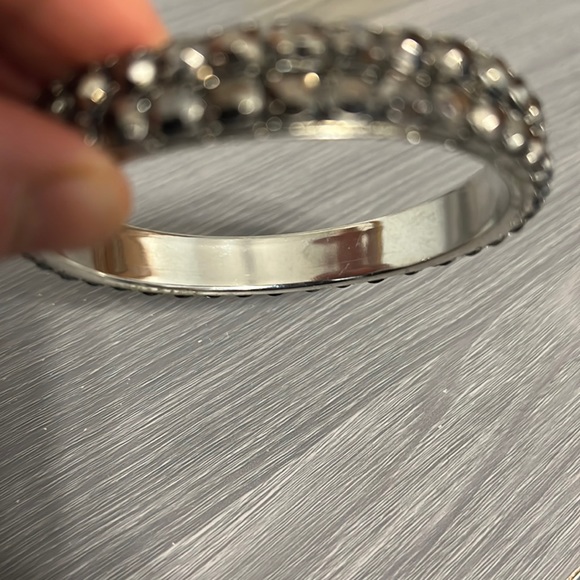 Vintage Silver Bangle Bracelet with Gray Gemstones, EUC - Picture 4 of 5
